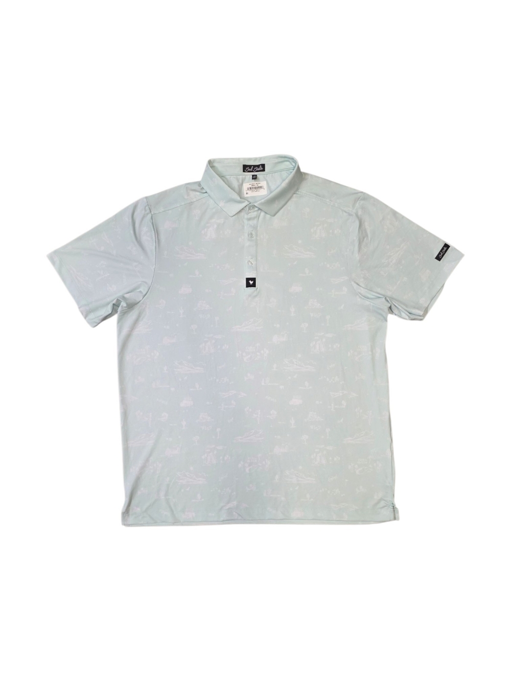 Bad Birdie Polo Shirt Men XXL Green Performance All Over Print Outdoors Summer